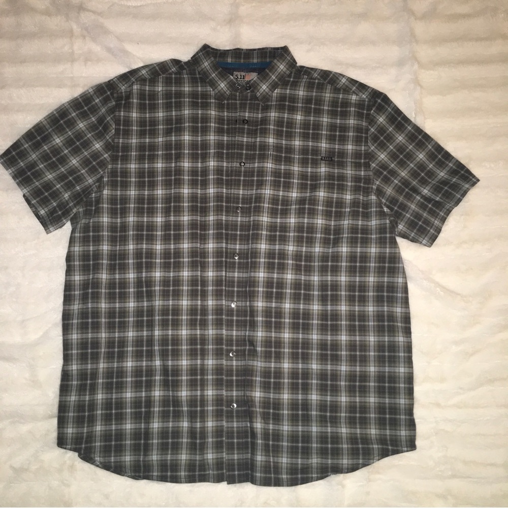 XL 5.11 tactical plaid button up green
